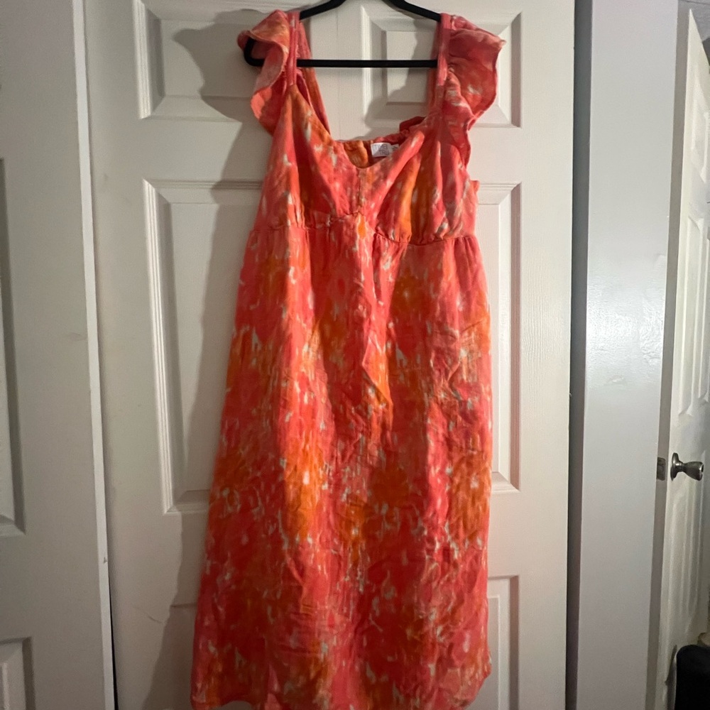 Chic Sleeveless Dress in Coral and Orange